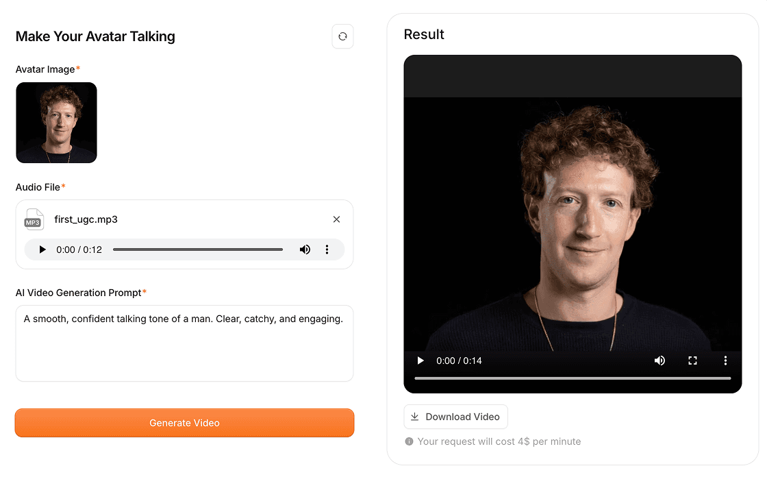 Script to talking avatar preview